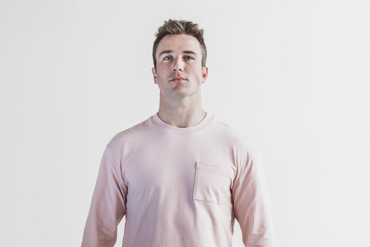 Nobull Heavyweight Pocket Men's Long Sleeves Rose | Australia (MO7215)